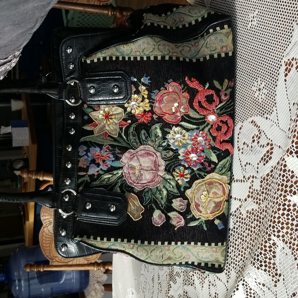 Vintage Canvas Beaded Purse Bag